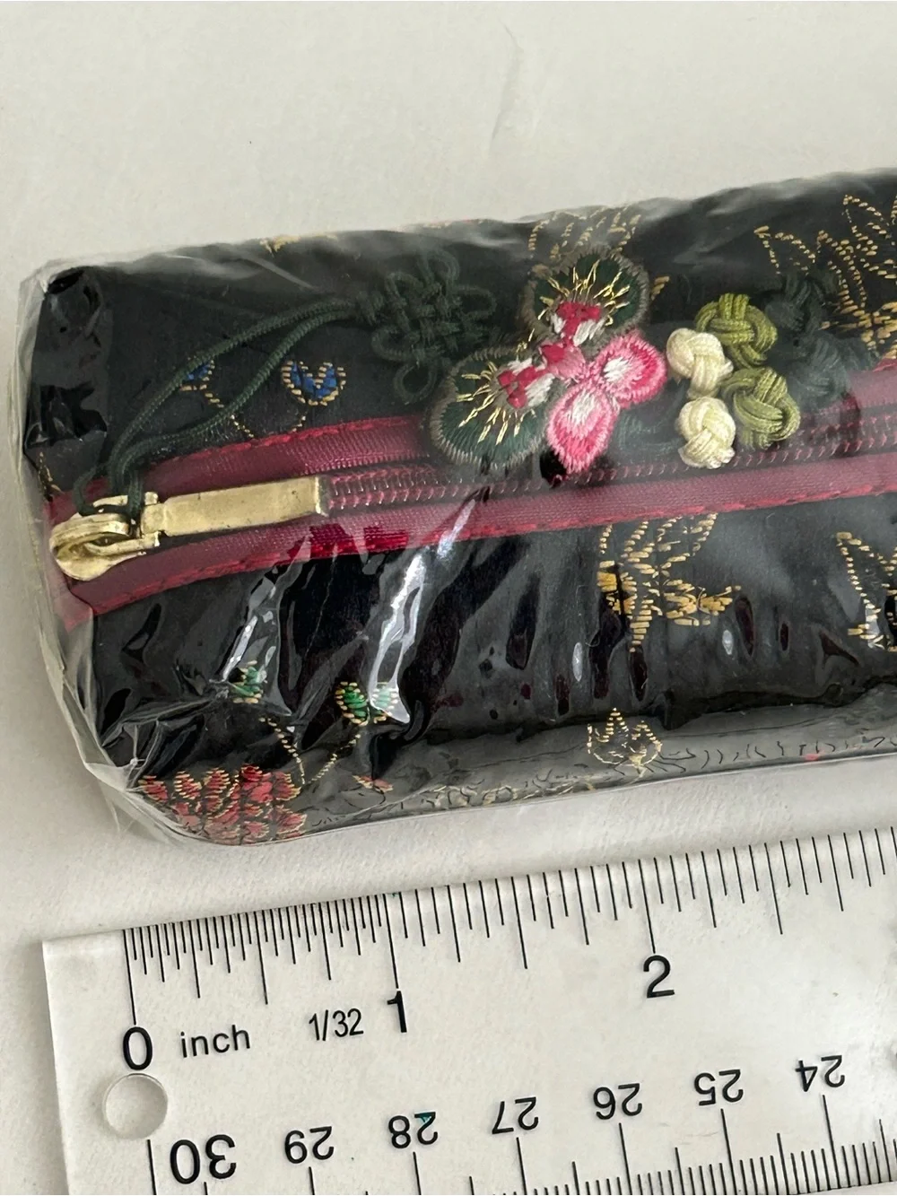 NIP Korean Traditional Quilt Cosmetic Makeup Pouch/Pencil Case Floral  7x2x1 In